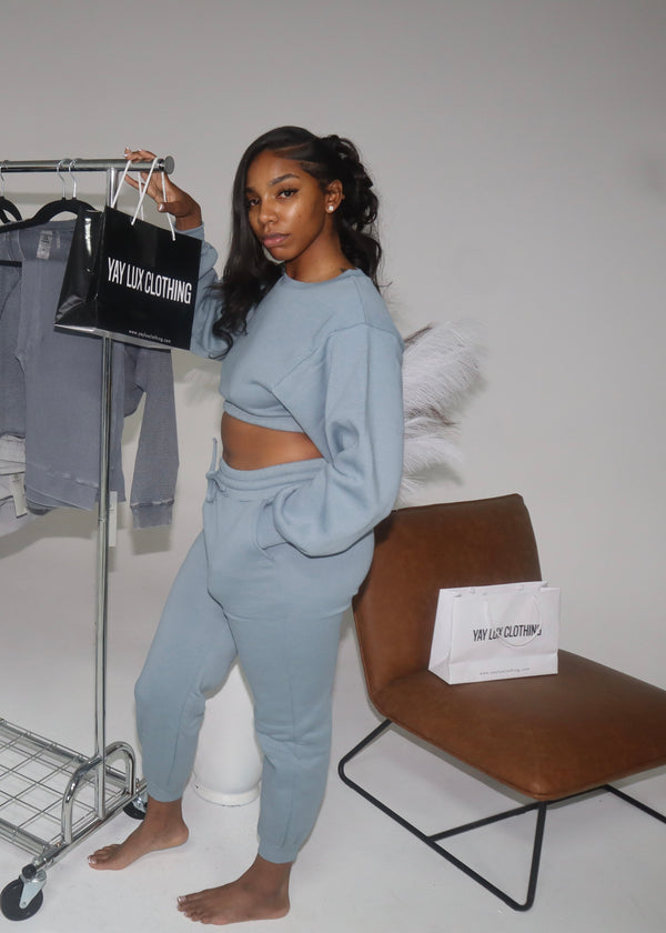 Cropped Sweat Suit Set